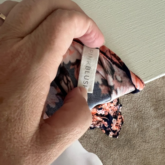 Pink Blush Long Sleeve Maxi dress Plus 3x Navy Floral - Picture 6 of 7